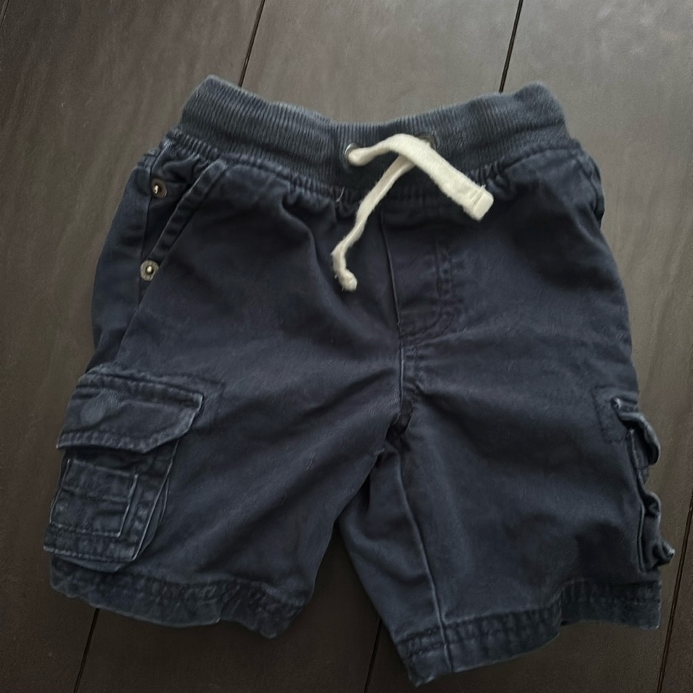 Cat & Jack Navy Drawstring Cargo Shorts size 12M EUC